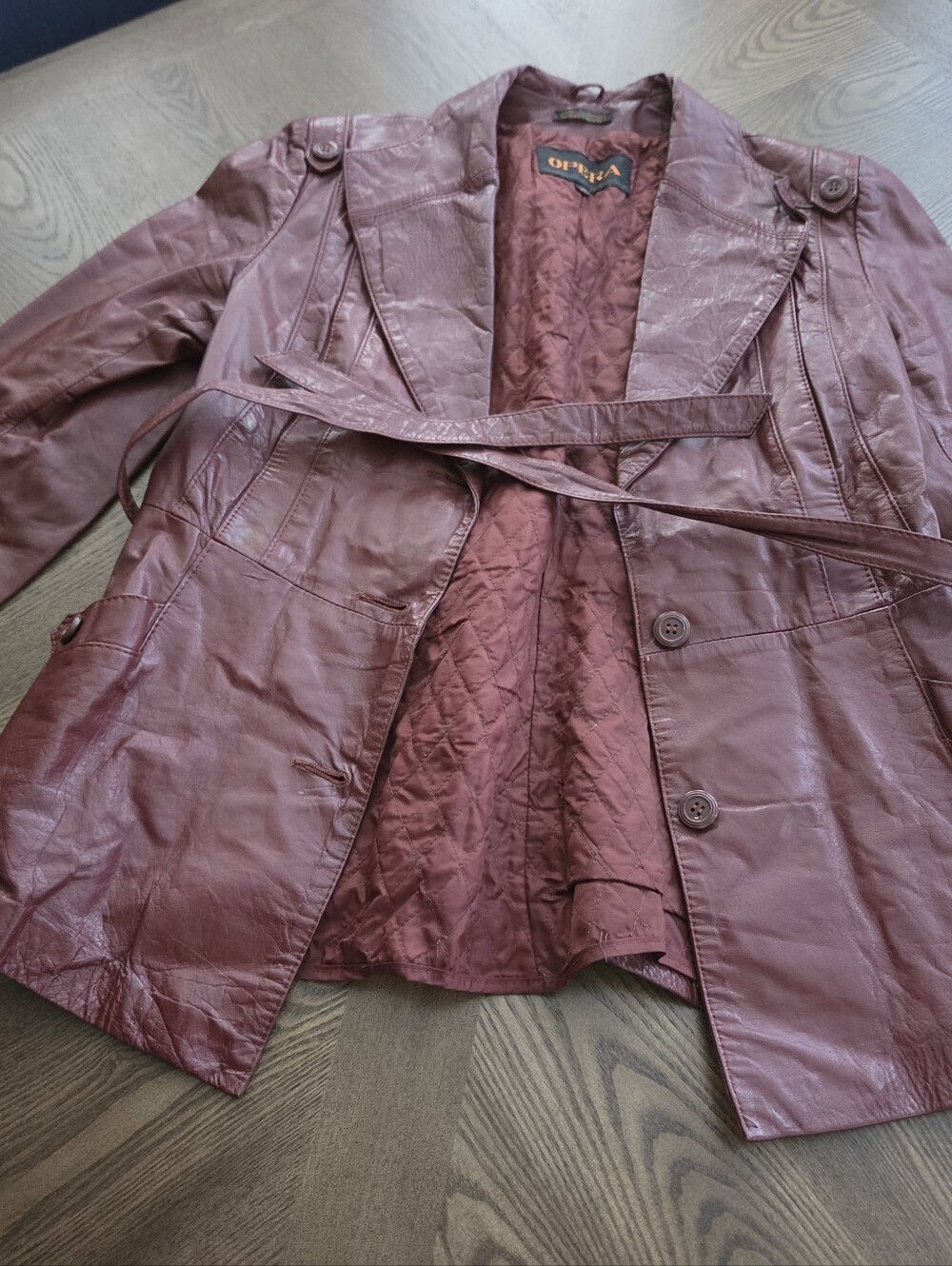 Vintage Opera Oxblood Leather Blazer Jacket Fitted Burgundy sz 15 L / XL